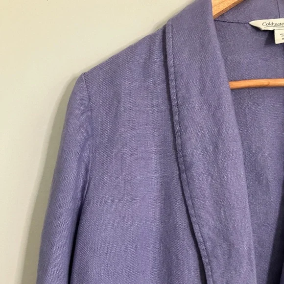 COLDWATER CREEK Lavender Ruched Linen Blazer Jacket Size 18W - Picture 3 of 12